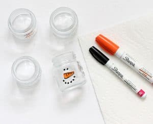 Snowman Ice Cream In Jars -- A Cute Winter Dessert Idea.