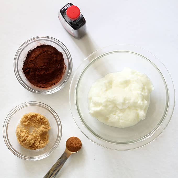 ingredients for chocolate yogurt dip 