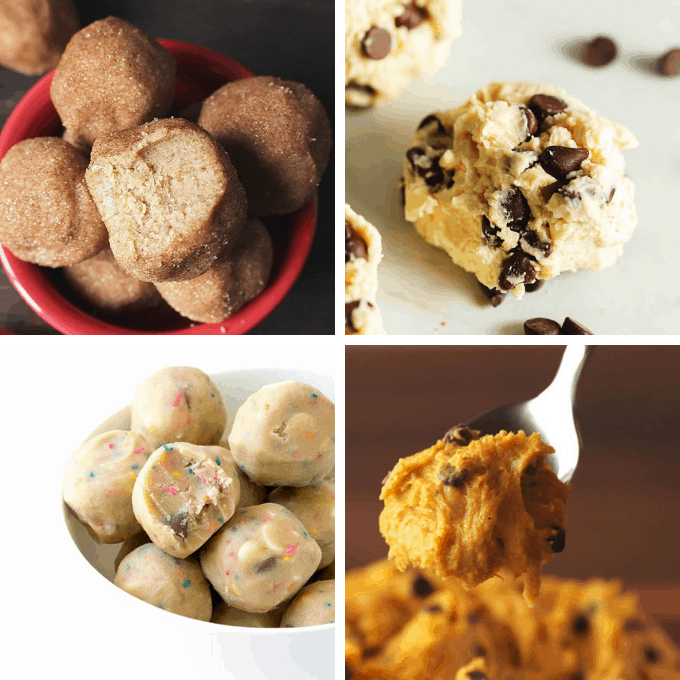 12 EDIBLE COOKIE DOUGH RECIPES -- a roundup of the best safe-to-eat cookie dough recipes, chocolate chip, brownie, funfetti, keto, and more.