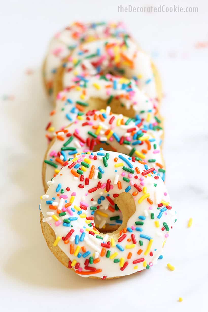 easy baked donut recipe with glaze and sprinkles
