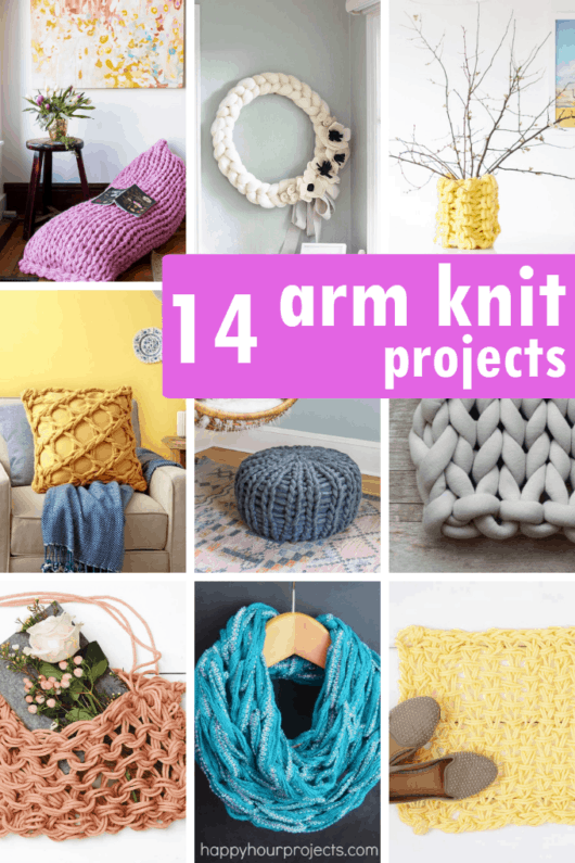 30 FINGER AND ARM KNITTING projects free patterns.