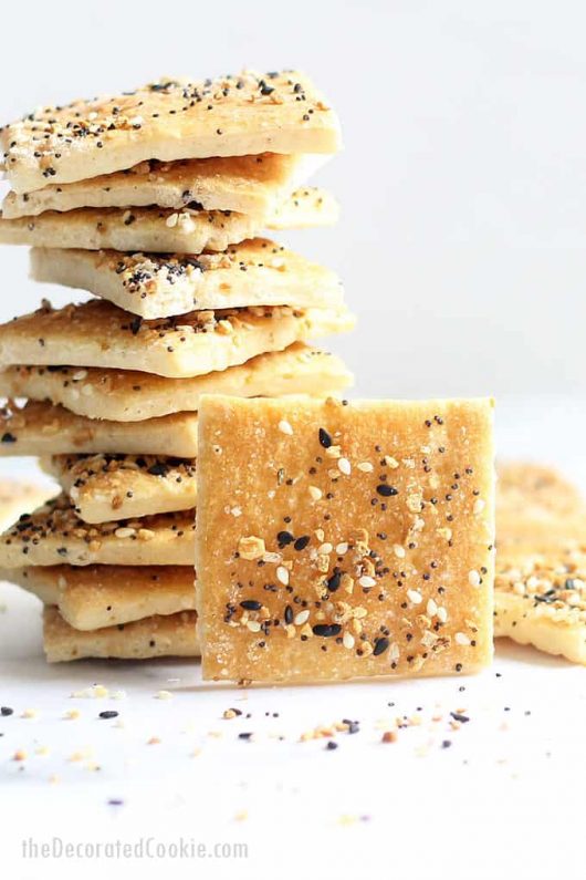HOMEMADE CRACKERS from pizza dough with Everything seasoning.