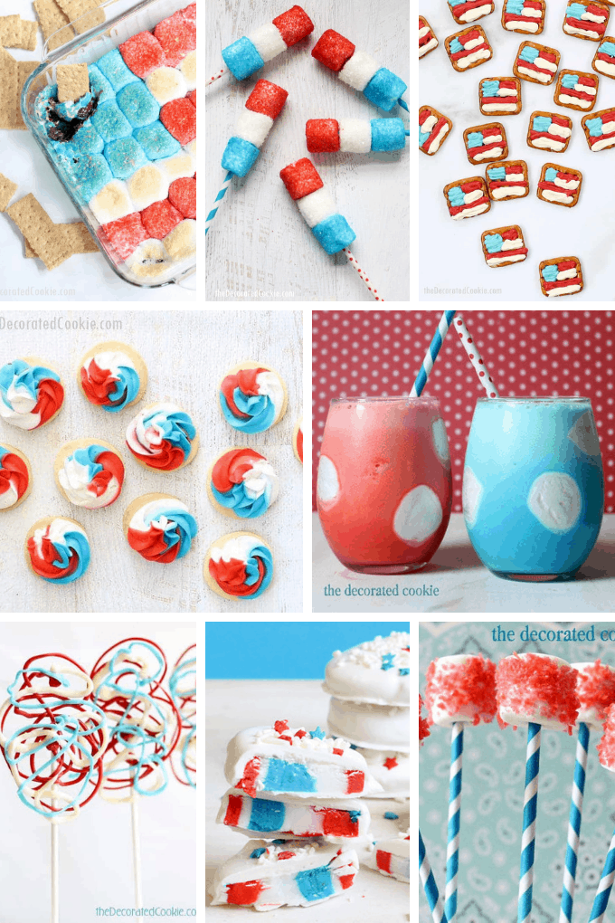 50 of the BEST 4TH OF JULY DESSERTS! Cupcakes, cookies, marshmallows, pretzels, donuts, fruit, Rice Krispie treats, and more.