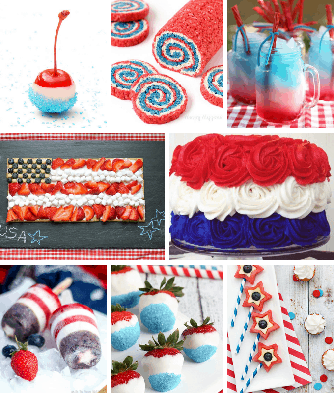 50 of the BEST 4TH OF JULY DESSERTS! Cupcakes, cookies, marshmallows, pretzels, donuts, fruit, Rice Krispie treats, and more.