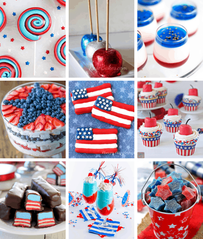 50 of the BEST 4TH OF JULY DESSERTS! Cupcakes, cookies, marshmallows, pretzels, donuts, fruit, Rice Krispie treats, and more.