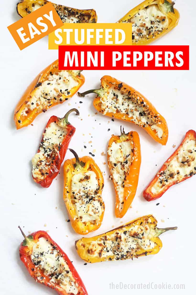mini stuffed peppers with goat cheese and everything bagel seasoning, 3-ingredients 