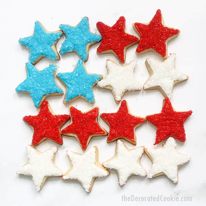 4th of July star cookies arranged as American flag