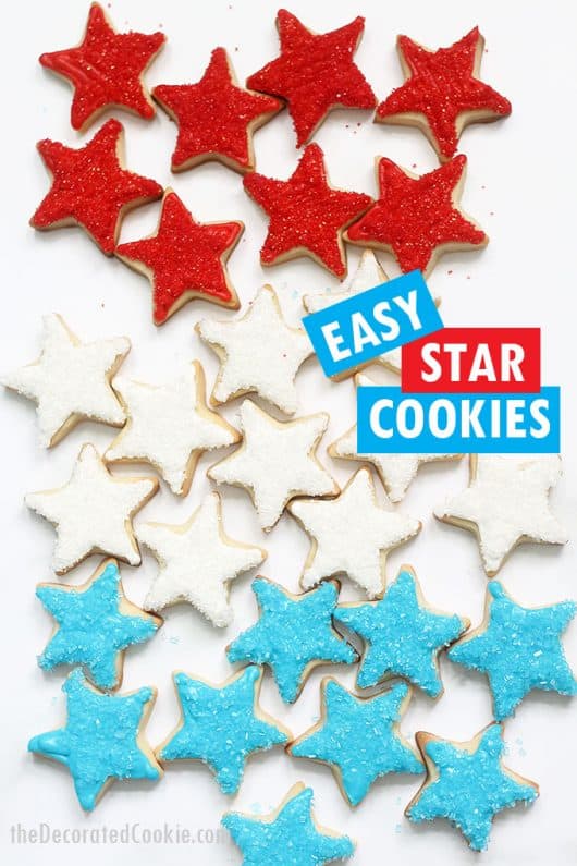 4th of July STAR COOKIES -- easy decorated cookie idea
