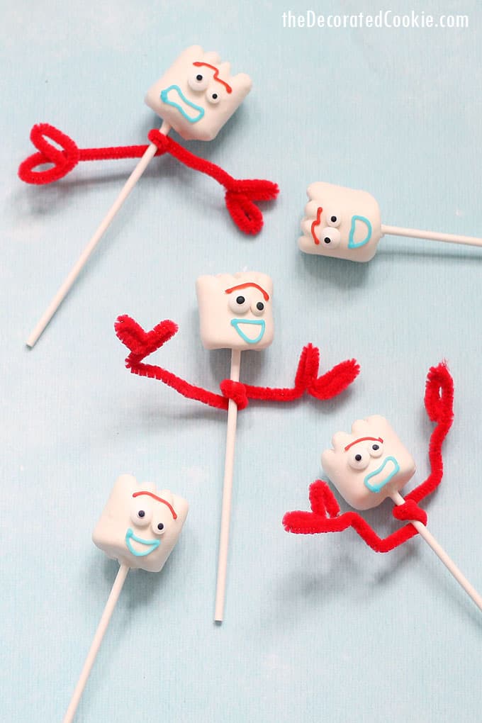 overhead view of Forky Toy Story marshmallows 