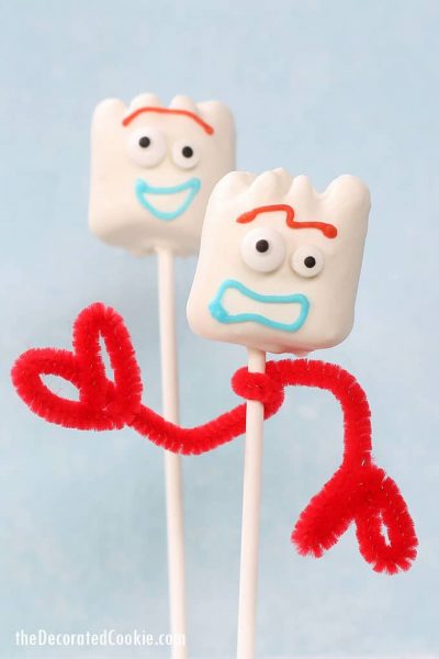 close up view of Forky Toy Story marshmallows