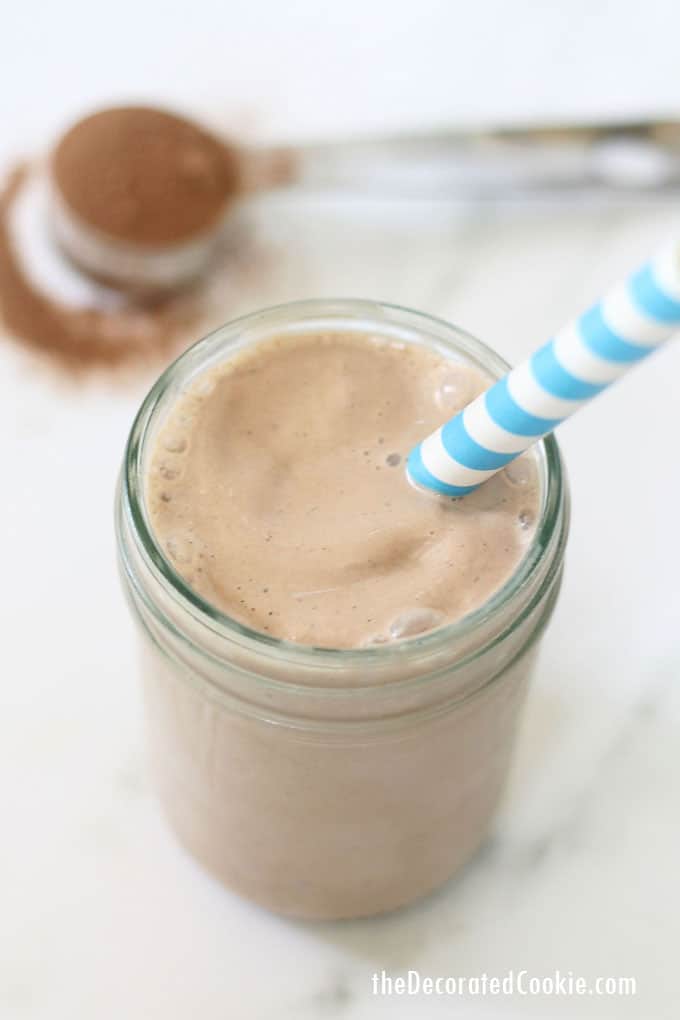 overhead of Wendy's frosty recipe with blue stripe straw 