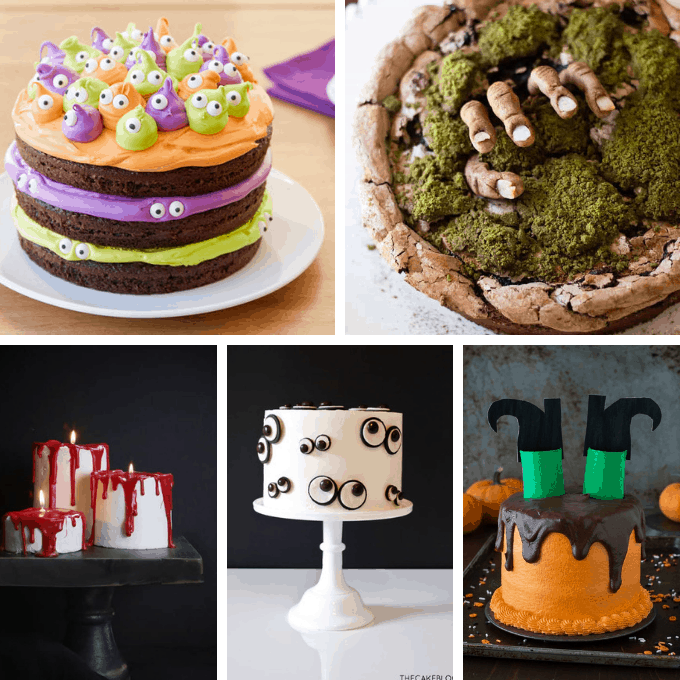 A roundup of 20 HALLOWEEN CAKES-- Awesome, spooky, clever Halloween cake ideas for your Halloween party. Ghosts, monsters, and more.