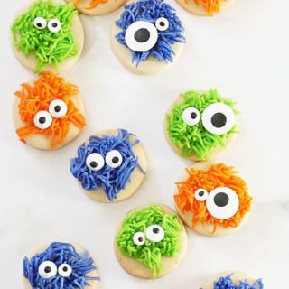 overhead image of fuzzy monster cookies
