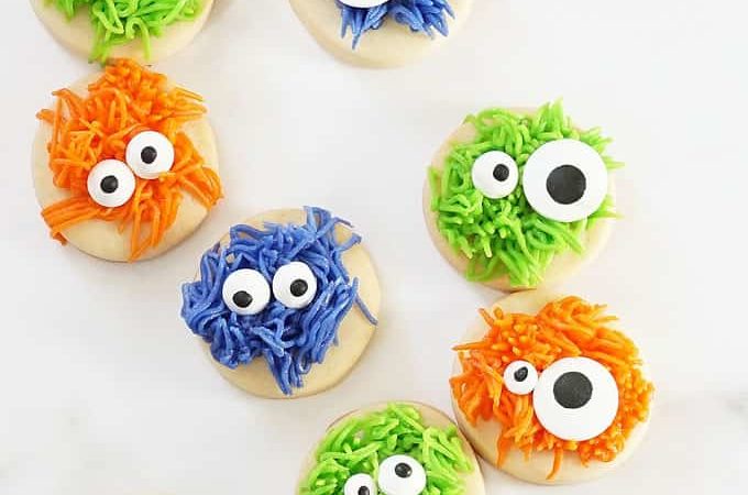 overhead image of fuzzy monster cookies