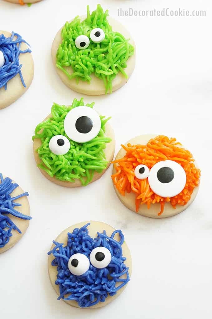 overhead image of fuzzy monster cookies