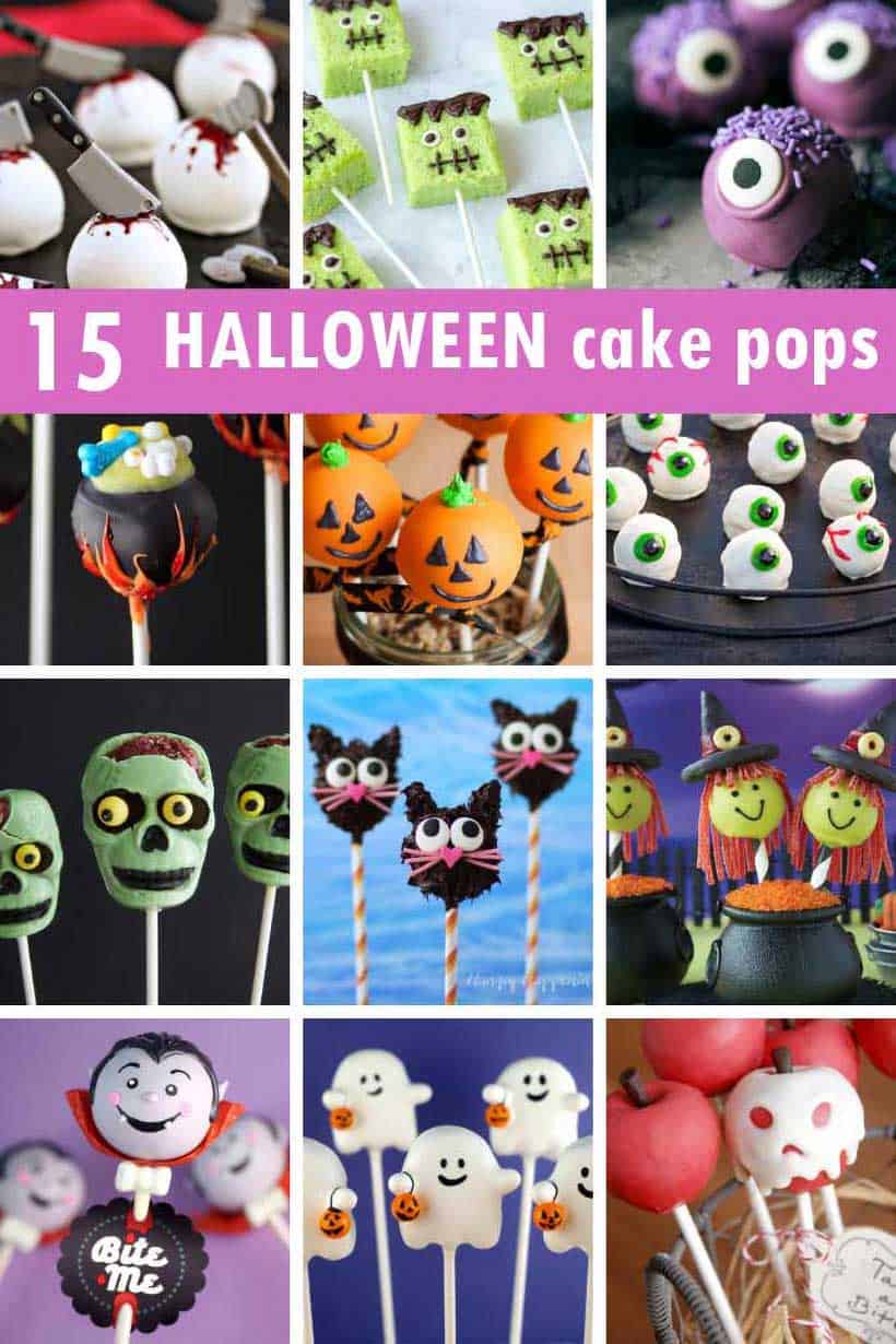 15 halloween cake pops collage