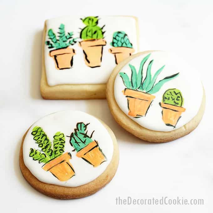 image of painted succulent cookies 