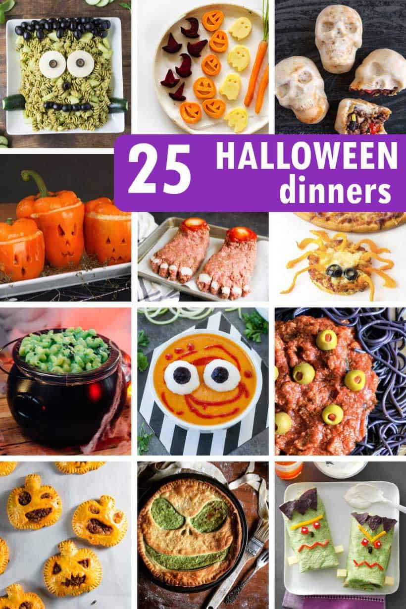 collage of Halloween dinner ideas