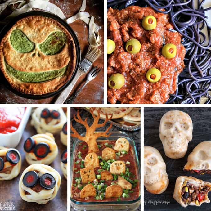 collage of halloween dinner ideas 