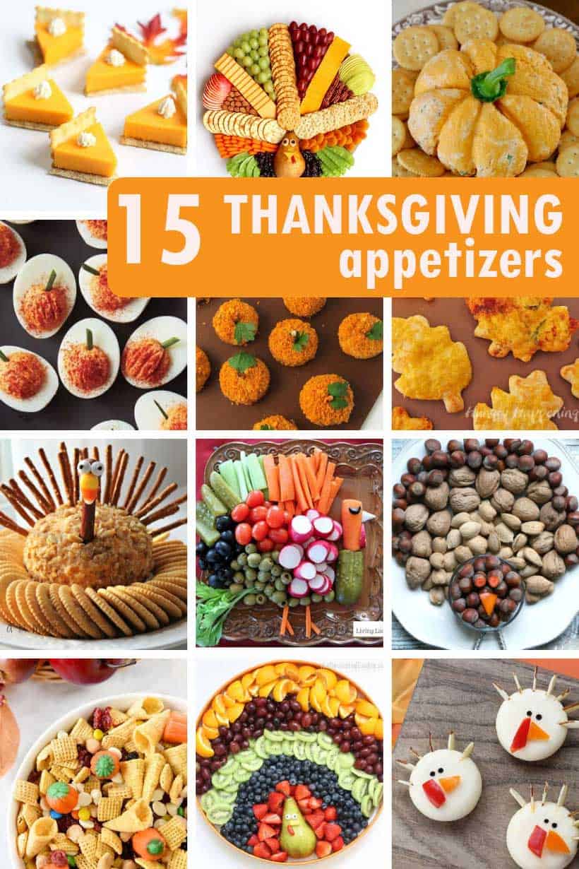 collage of fun Thanksgiving appetizers