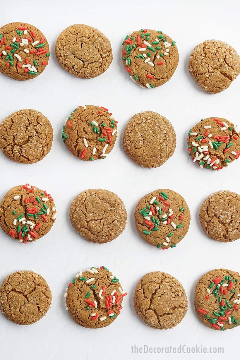 soft molasses cookies with Christmas sprinkles