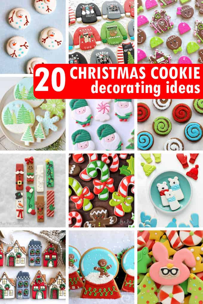 a collage of Christmas cookie decorating ideas