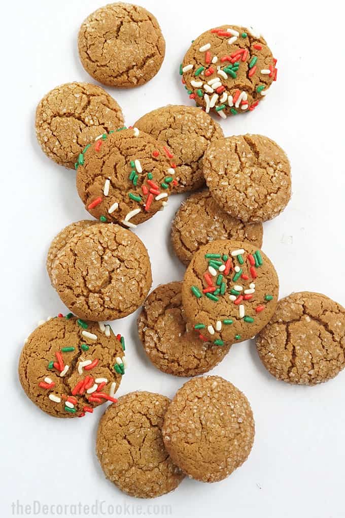 overhead view of soft molasses cookies 