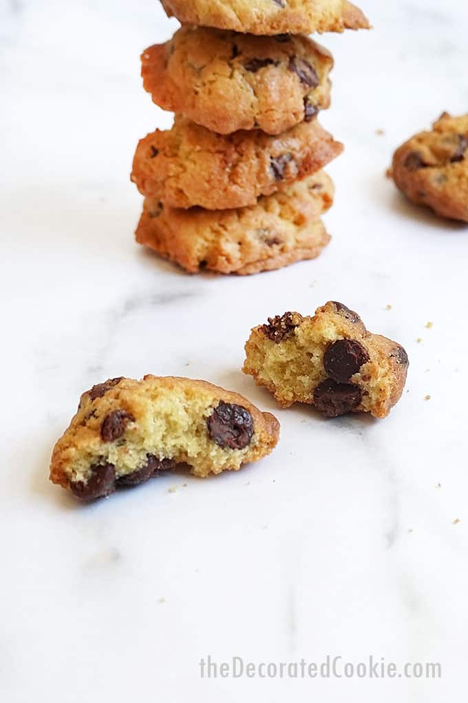 close-up image of broken air fryer chocolate chip cookies 