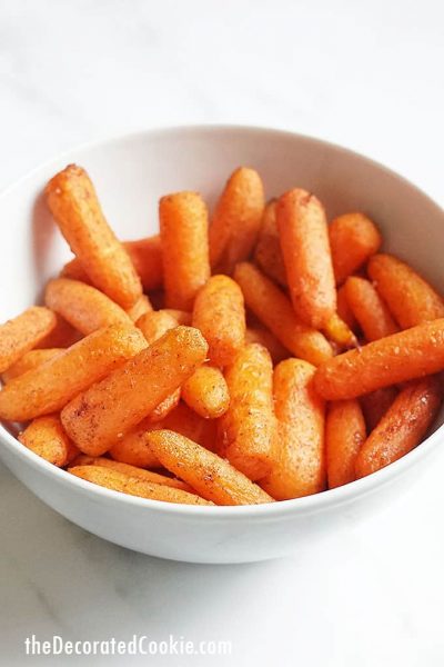 air fryer carrots in white bowl
