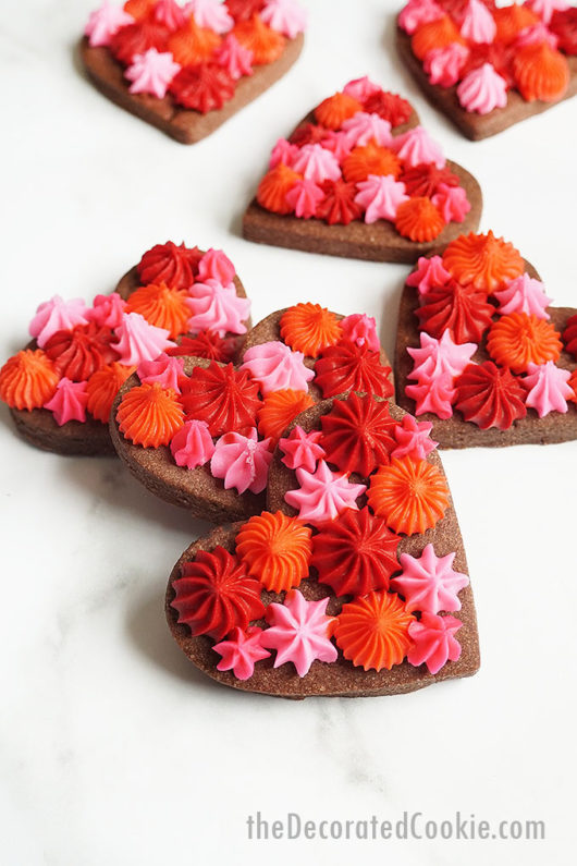 CHOCOLATE HEART COOKIES with frosting for Valentine's Day