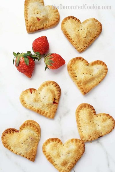 overhead image of strawberry nutella hand pies