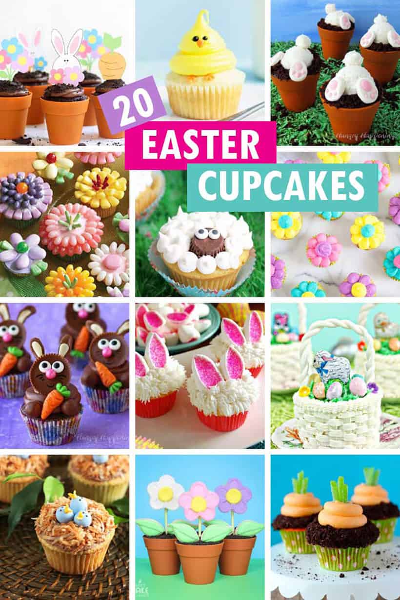 collage of Easter cupcake ideas