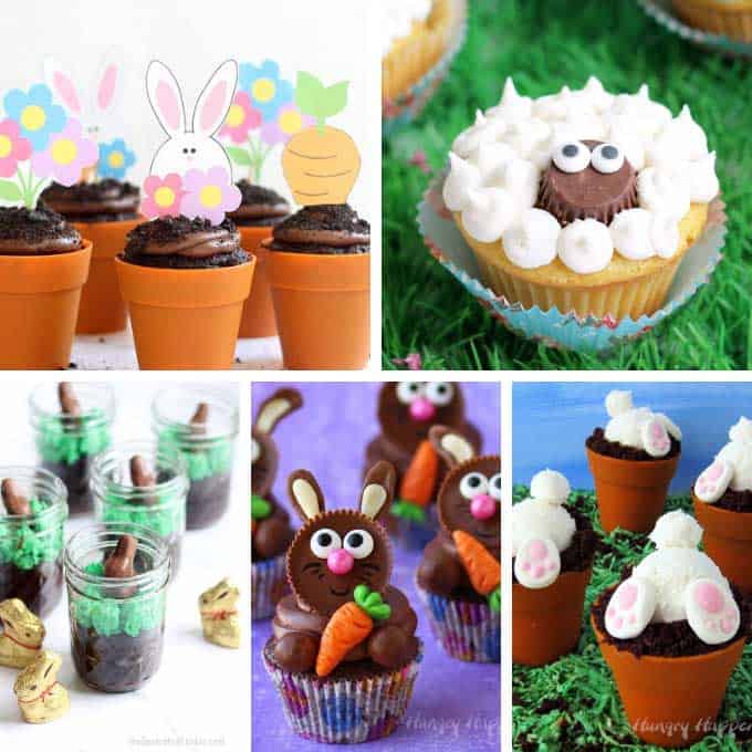 collage of easter cupcakes 