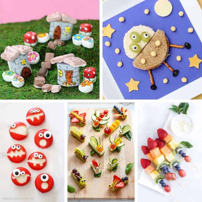 collage of fun food ideas for kids 