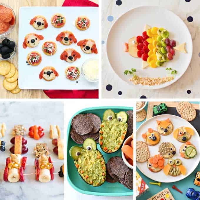 collage of fun food ideas for kids