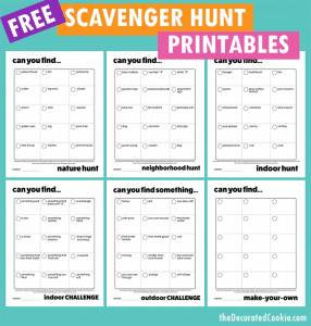 Scavenger Hunt Printables -- Free Printable Ideas For Kids