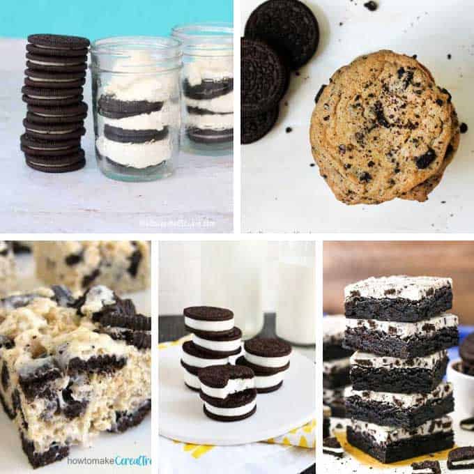 collage of oreo desserts