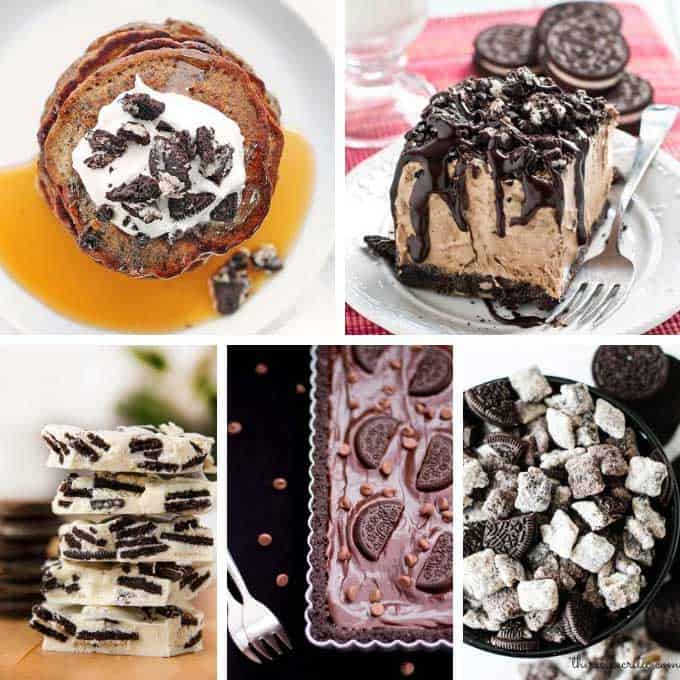 collage of oreo desserts 