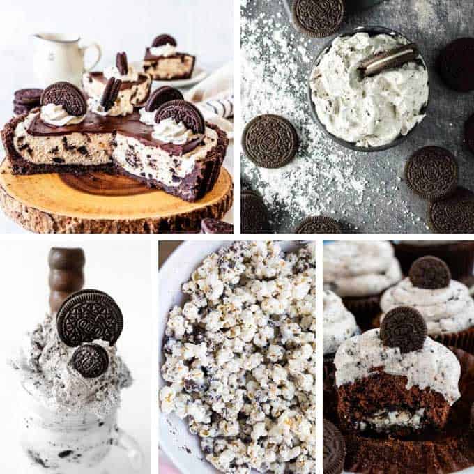 collage of oreo desserts