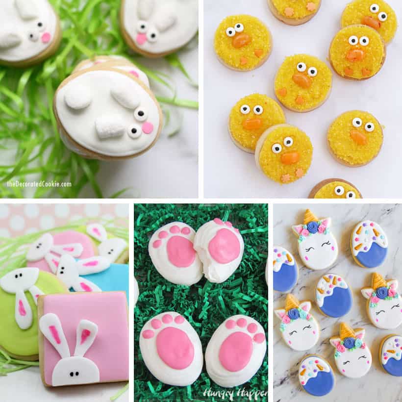 collage of decorated Easter cookies ideas