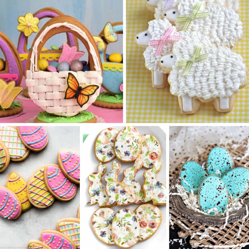 collage of decorated Easter cookies ideas