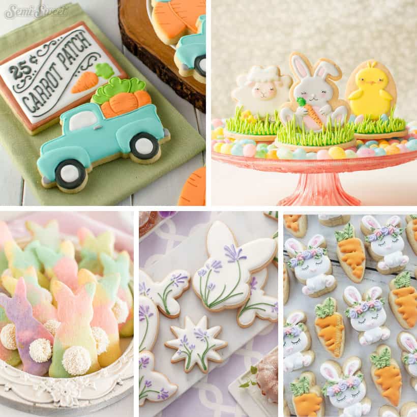 collage of decorated Easter cookies ideas