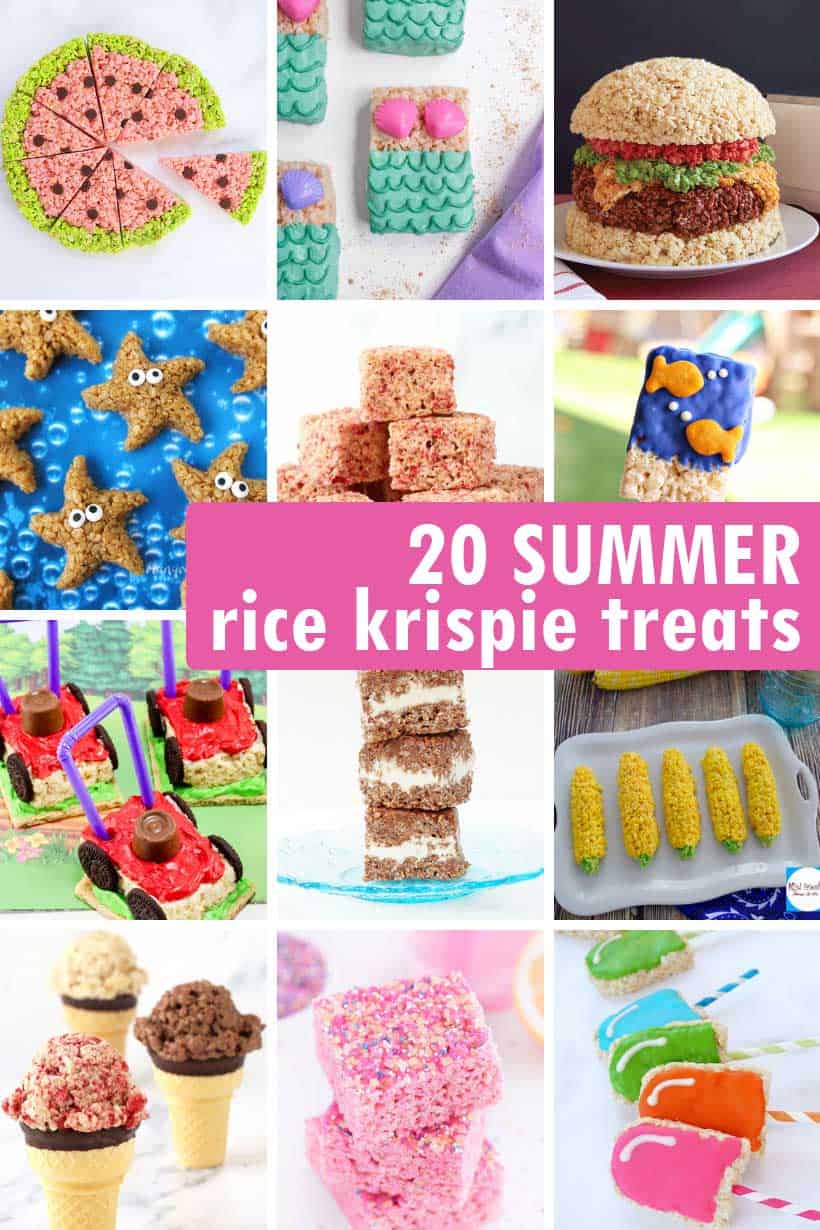 summer-themed cute and clever Rice Krispie Treats no-bake desserts