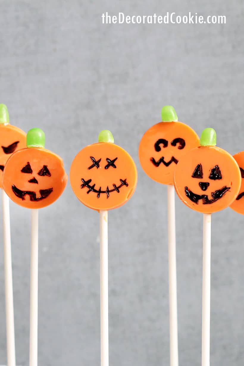 Jack O' Lantern candy melts chocolate Halloween lollipops