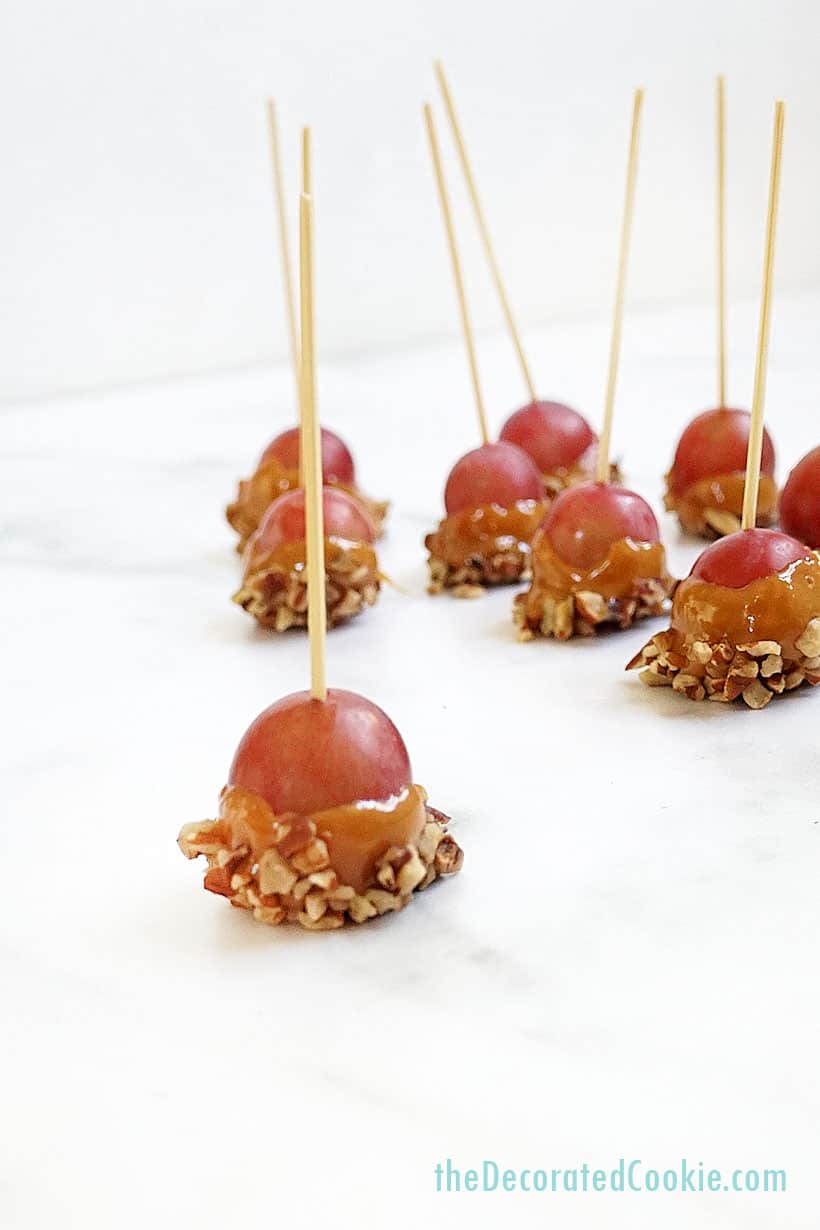 red grapes with caramel and pecans 