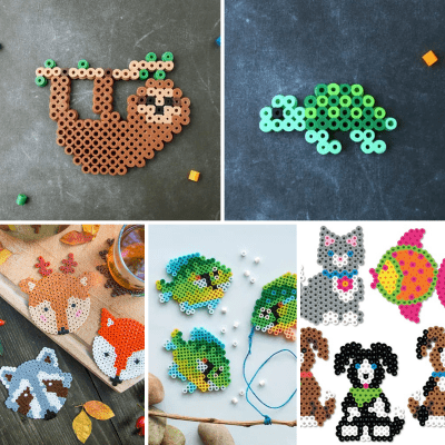 PERLER BEAD ANIMALS-- Easy, free animal melty beads ideas.